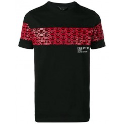 Philipp Plein Logo Panelled T-shirt Men 0213 Black / Red Clothing T-shirts Catalogo