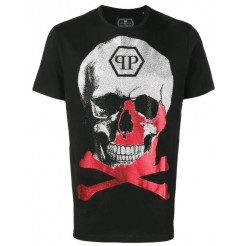 Philipp Plein Skull And Crossbones T-shirt Men 02 Black Clothing T-shirts Discount Sale