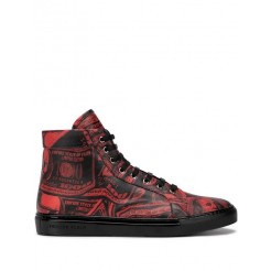 Philipp Plein Dollar Print Sneakers Men 13/red Shoes Hi-tops Wide Varieties