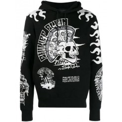Philipp Plein 'pizza Skull' Sweatshirt Men 0201 Black White Clothing Sweatshirts Stable Quality