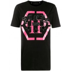 Philipp Plein Printed T-shirt Men 0233 Black Fuchsia Clothing T-shirts Fantastic Savings