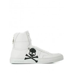 Philipp Plein Skull Print Hi-top Sneakers Men White Shoes Hi-tops Worldwide Shipping