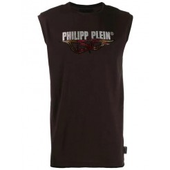 Philipp Plein Flame Tank Top Men 44 Dark Brown Clothing Vests & Tanks Vast Selection