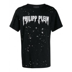 Philipp Plein Destroyed Logo T-shirt Men 02 Black Clothing T-shirts Utterly Stylish