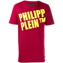 Philipp Plein Logo T-shirt Men 35 Bordeaux Clothing T-shirts Retail Prices