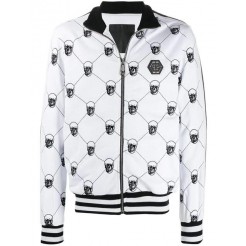Philipp Plein Skull Jogging Jacket Men 01 White Clothing Sport Jackets & Wind Breakers Big Discount On Sale