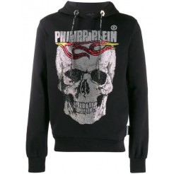 Philipp Plein Flame Hooded Sweatshirt Men 02 Black Clothing Hoodies Officially Authorized