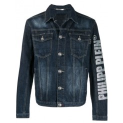 Philipp Plein Flame Denim Jacket Men 14ti Vicious Blue Clothing Jackets Newest