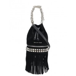 Philipp Plein Fringed Bucket Bag Women 0291 Black/nickel Bags Free And Fast Shipping