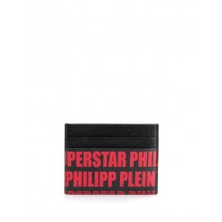 Philipp Plein Tm Credit Card Holder Men 0213 Black / Red Accessories Wallets & Cardholders