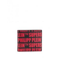 Philipp Plein French Bi-fold Wallet Men 0213 Black / Red Accessories Wallets & Cardholders Official