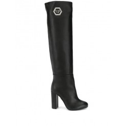 Philipp Plein Knee High Boots Women 02 Black Shoes Factory Wholesale Prices