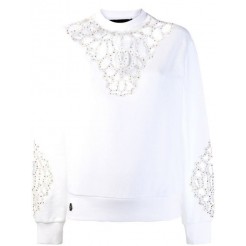 Philipp Plein Crystal Embellished Sweatshirt Women 01 White Clothing Sweatshirts