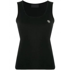 Philipp Plein Logo Tank Top Women 02 Black Clothing Vests & Tops Clearance Sale