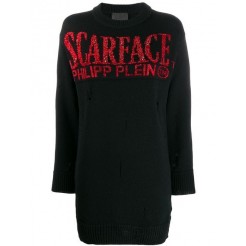 Philipp Plein 'scarface' Crystal Embellished Pullover Women 02 Black Clothing Jumpers