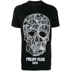 Philipp Plein Dollar Print T-shirt Men 0201 Black White Clothing T-shirts Factory Wholesale Prices
