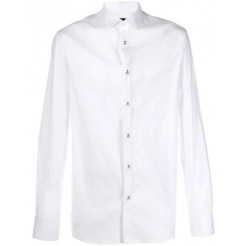 Philipp Plein Skull And Crossbones Button Shirt Men 01 White Clothing Shirts