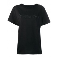 Philipp Plein Rhinestone Logo T-shirt Women 0202 Black/black Clothing T-shirts & Jerseys Available To Buy Online