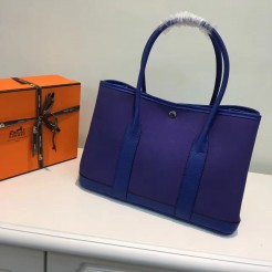 Hermes Garden Party 36cm Canvas Handbag Electric Blue