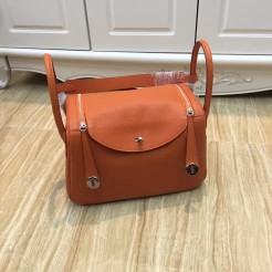 Hermes Lindy 30cm Handbag Orange Silver