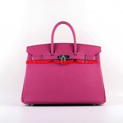 Hermes Birkin 30cm Togo Leather Handbags Rose Silver