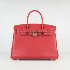 Hermes Birkin 30cm Togo leather Handbags red gold