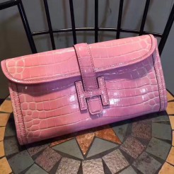 Hermes Jige Clutch 29cm Croco Pink