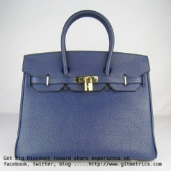 Hermes Birkin 35cm Togo leather Handbags dark blue golden