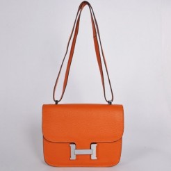 Hermes Constance 23cm Togo Leather Orange Silver