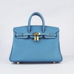 Hermes Birkin 25cm Handbag 6068 Blue golden