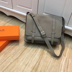 Hermes Steve Men Crossbody Leather Bag Grey