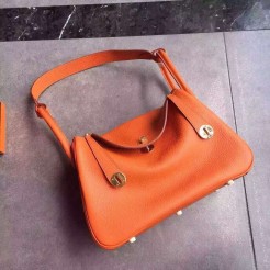 Hermes Lindy 30cm Handbag Orange Gold
