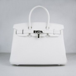 Hermes Birkin 30cm Togo leather Handbags white silver