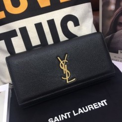 YSL Caviar Leather Clutch Black Gold