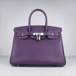 Hermes Birkin 30cm Togo leather Handbags purple silver