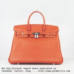 Hermes Birkin 35cm Togo leather Handbags orange silver