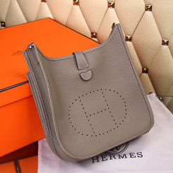 Hermes Evelyne III Togo Leather Crossbody Bag Grey