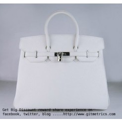 Hermes Birkin 35cm Togo leather Handbags white silver