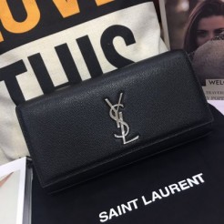 YSL Caviar Leather Clutch Black Silver