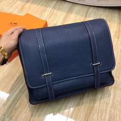 Hermes Steve Men Crossbody Leather Bag Dark Blue