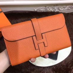 Hermes Jige Wallet Togo Leather Orange