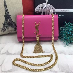 YSL Tassel Chain Bag 22cm Smooth Leather Rose Gold
