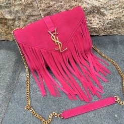 YSL Suede Leather Tassel 22cm Bag Rose