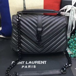 YSL Top Handle Shoulder Bag 24cm Black Black