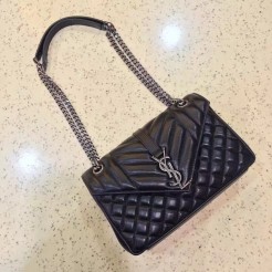 YSL Envelope Shoulder Bag 23cm Black