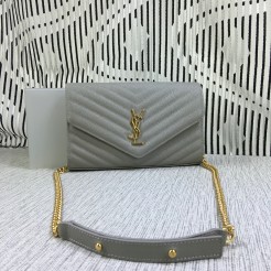 YSL Envelope Chain Bag Caviar Leather Grey 23cm