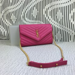 YSL Envelope Chain Bag Caviar Leather Rose 23cm