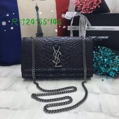 YSL Monogram Chain Bag 24cm Snake Black