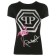 Philipp Plein Flamingo Print T-shirt Women 02 Black Clothing T-shirts & Jerseys Clearance Sale